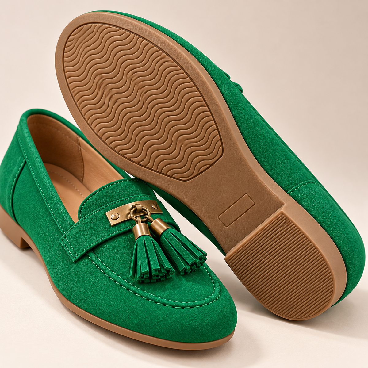 Women's Tassel Loafers with Round Toe, Shallow Vamp and Flat Casual Sole alternate view