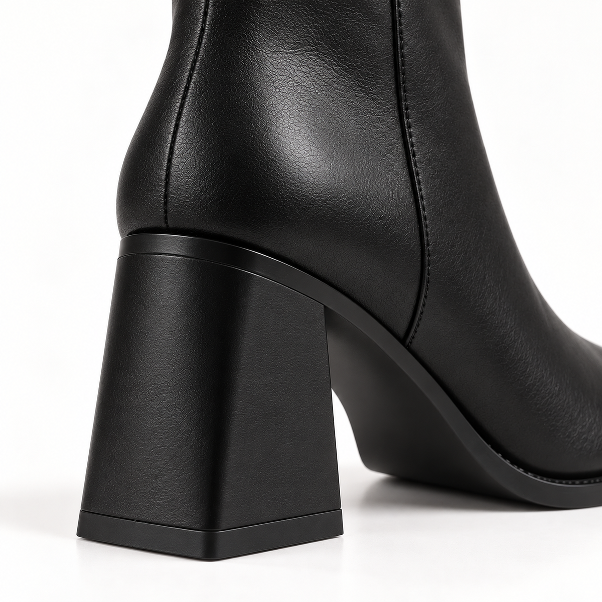 Women's Black Pointed Toe Ankle Boots with Side Zip and Chunky Block Heel alternate view