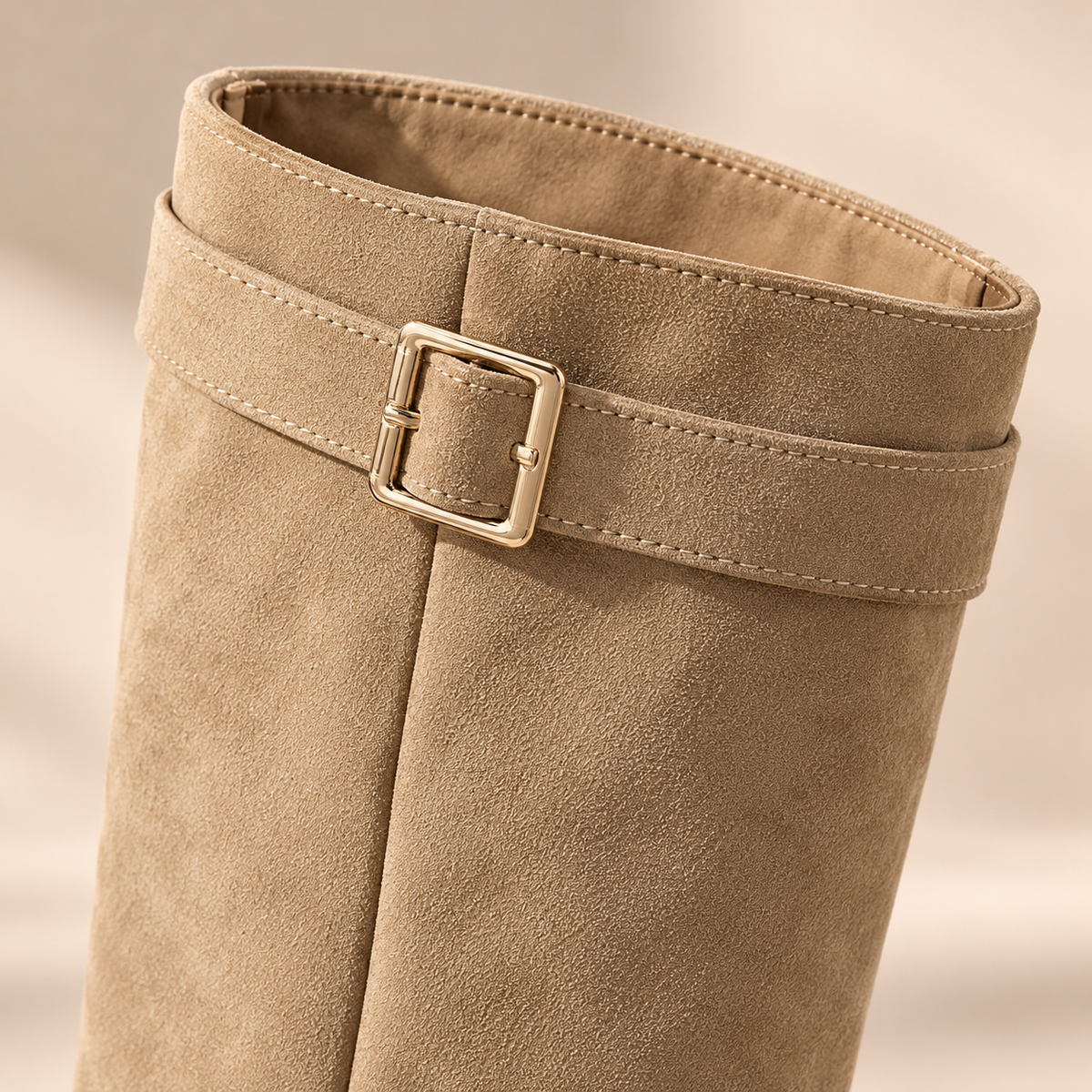 Women's Knee-High Boots with Buckle Detail, Pointed Toe and Low Block Heel alternate view