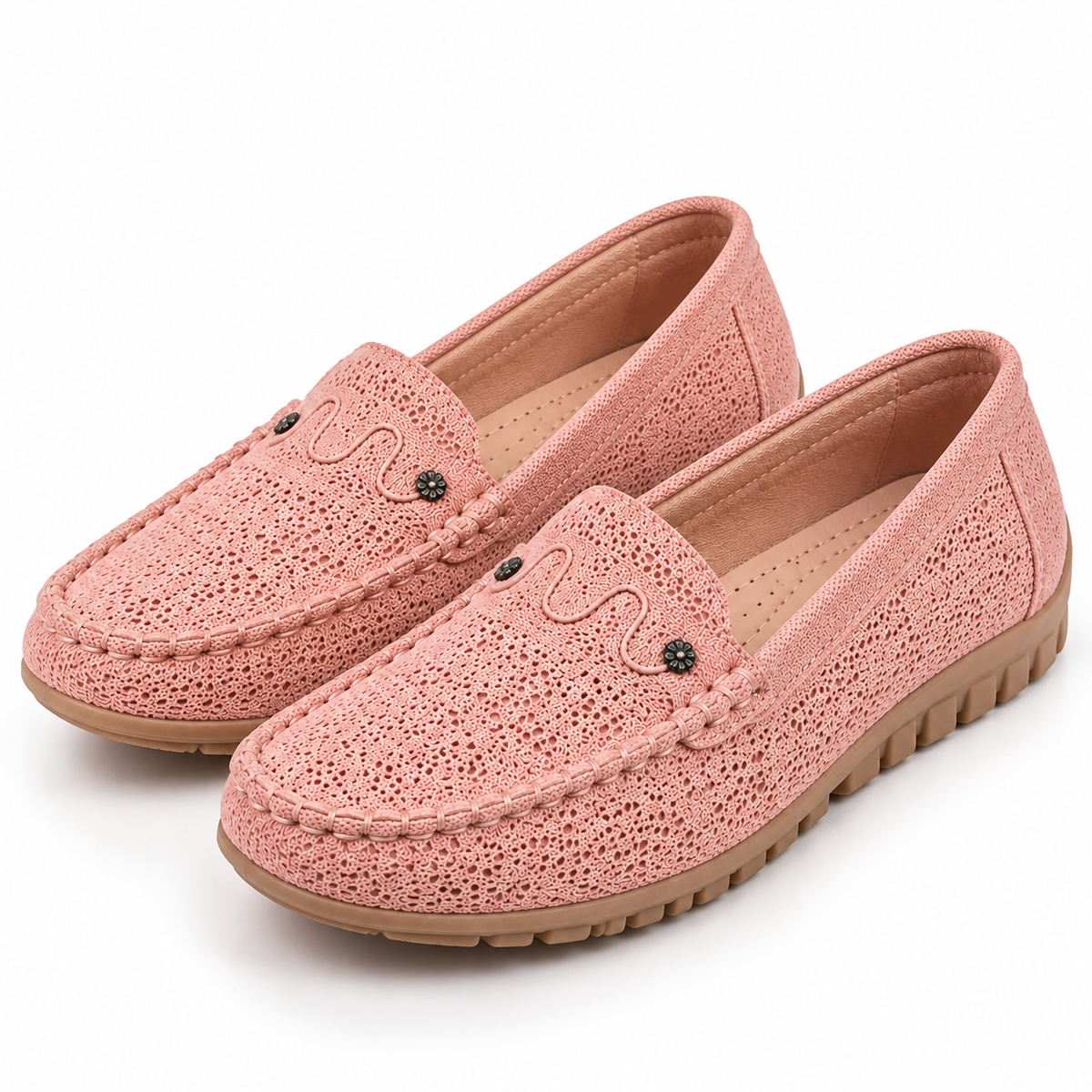 Women's Slip-On Loafers with Floral Cutout Design and Lightweight Flat Sole alternate view