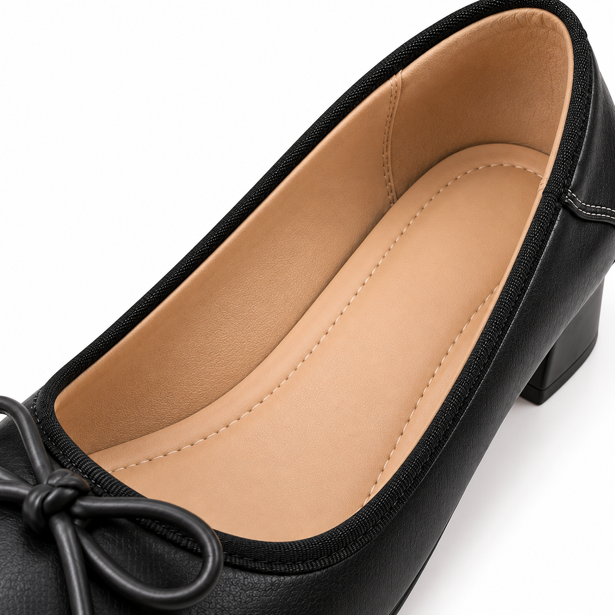 Women's Square-Toe Bow Pumps with Soft Leather Upper and Chunky Block Heel alternate view