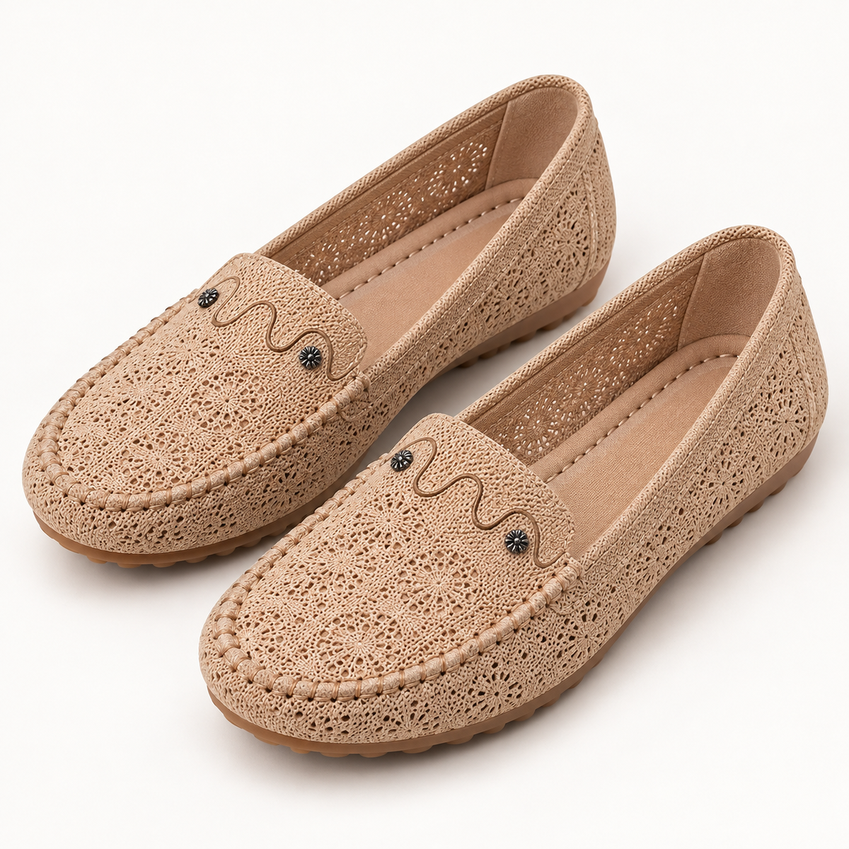 Women's Slip-On Loafers with Floral Cutout Design and Lightweight Flat Sole alternate view
