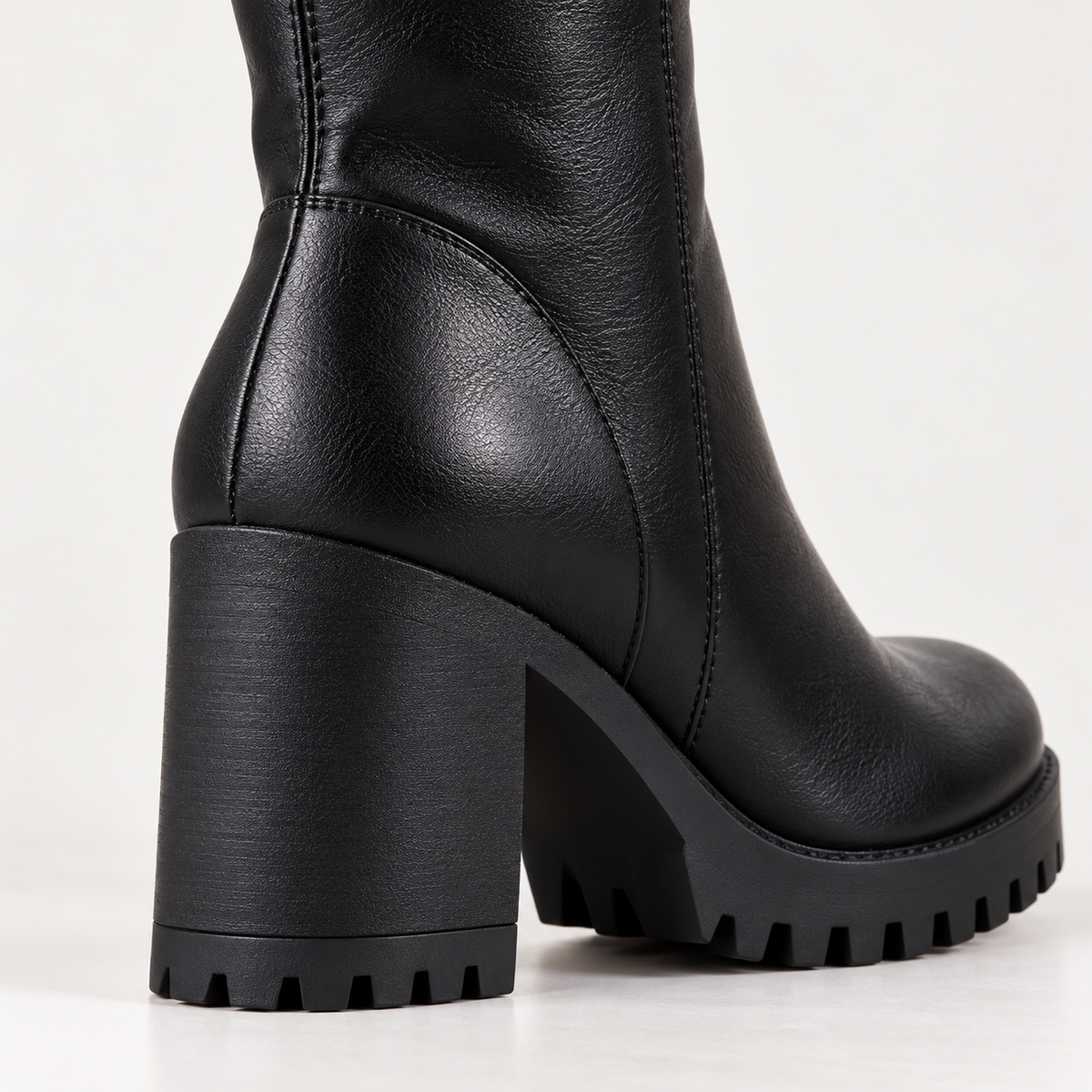 Women's Knee-High Boots with Round Toe, Chunky Block Heel and Lug Sole alternate view