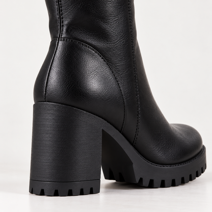 Women's Knee-High Boots with Round Toe, Chunky Block Heel and Lug Sole alternate view
