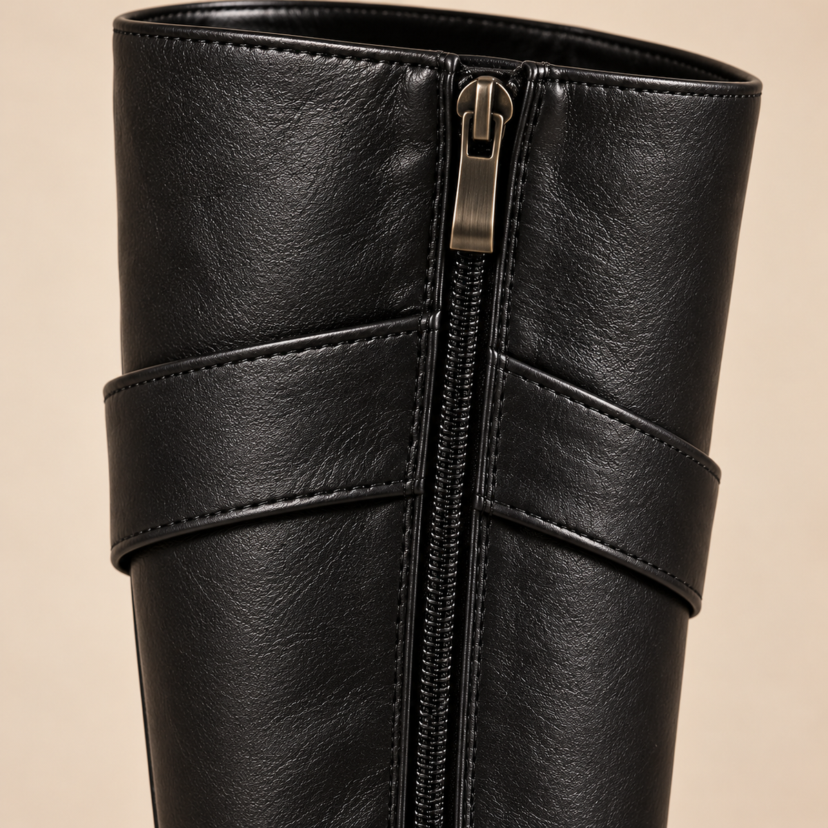 Women's Knee-High Platform Riding Boots with Metal Buckle and Chunky Block Heel alternate view