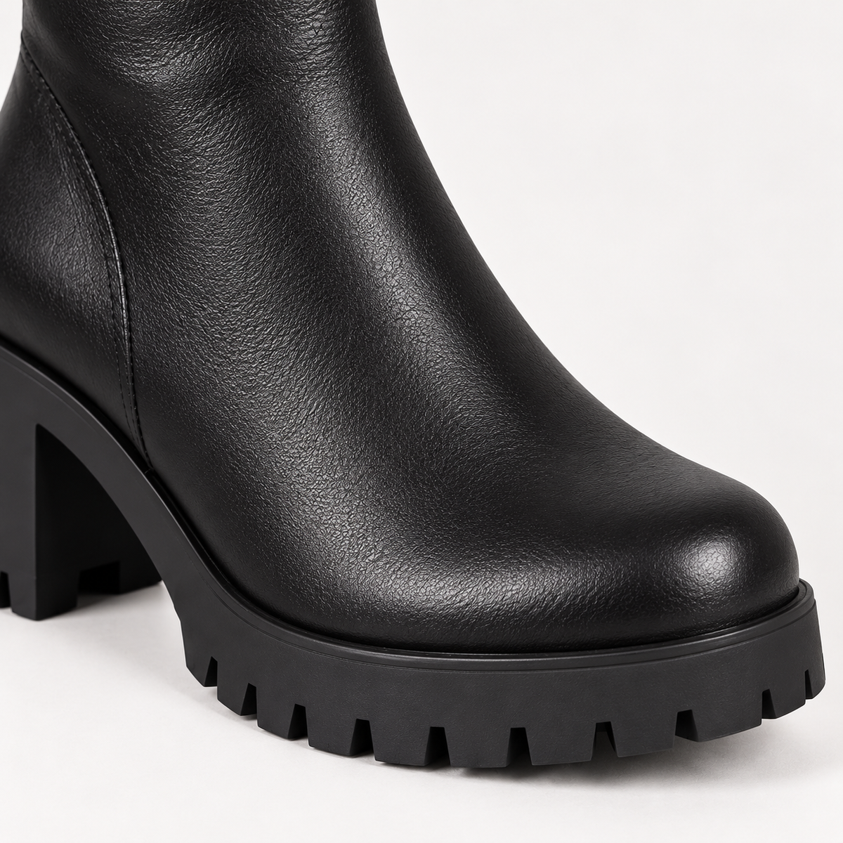 Women's Knee-High Boots with Round Toe, Chunky Block Heel and Lug Sole alternate view