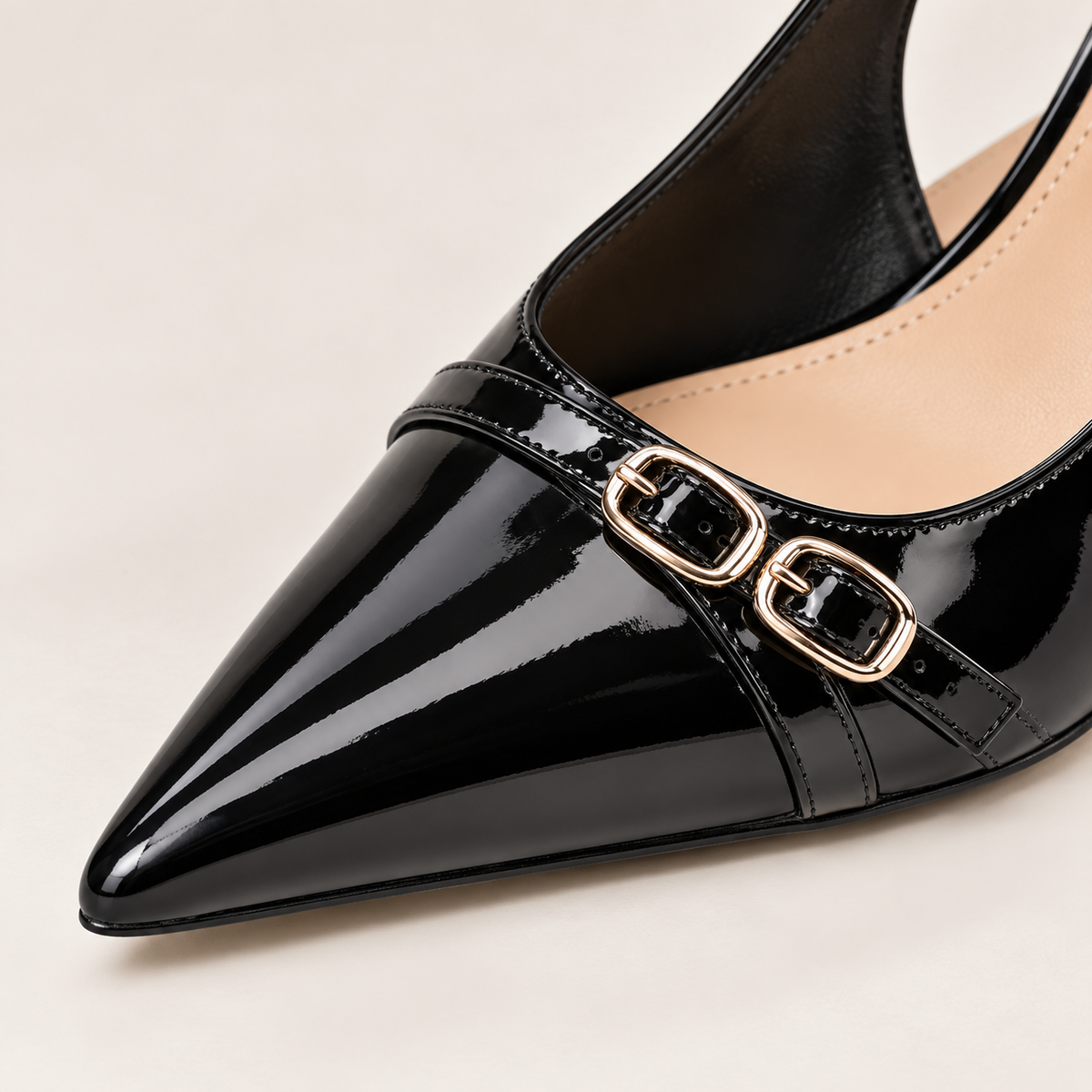 Women's Pointed Toe Slingback Pumps with Buckle Detail and Stiletto Heel alternate view