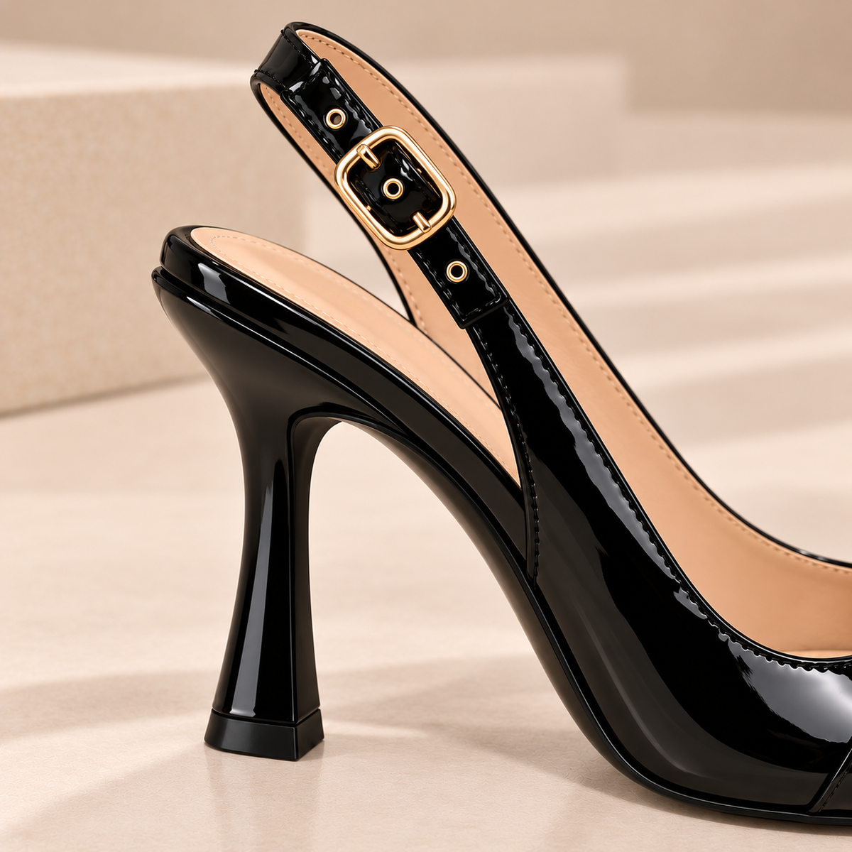 Women's Pointed Toe Slingback Pumps with Buckle Detail and Stiletto Heel alternate view