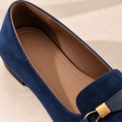 Women's Suede Square-Toe Loafers with Metal Detail and Low Heel alternate view