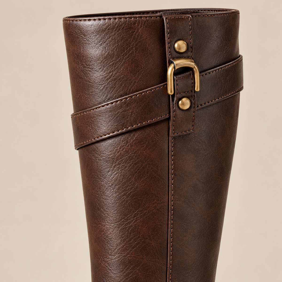 Women's Knee-High Platform Riding Boots with Metal Buckle and Chunky Block Heel alternate view