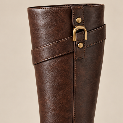Women's Knee-High Platform Riding Boots with Metal Buckle and Chunky Block Heel alternate view
