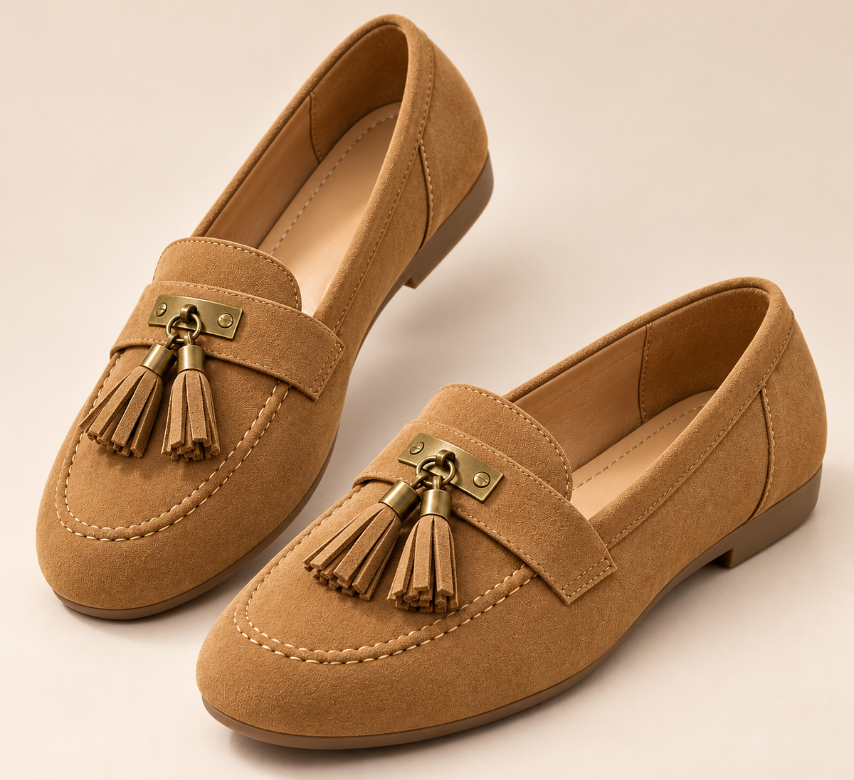 Women's Tassel Loafers with Round Toe, Shallow Vamp and Flat Casual Sole alternate view