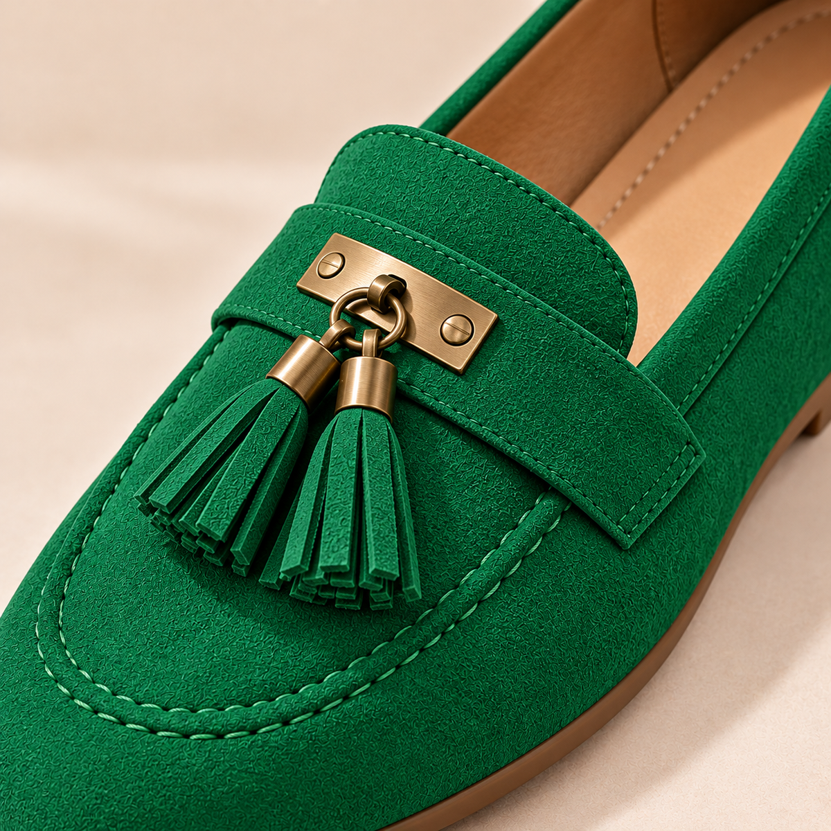 Women's Tassel Loafers with Round Toe, Shallow Vamp and Flat Casual Sole alternate view