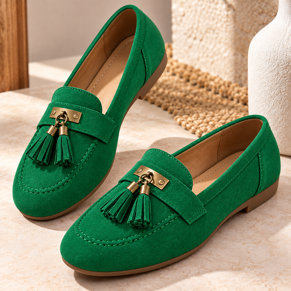 Women's Tassel Loafers with Round Toe, Shallow Vamp and Flat Casual Sole alternate view