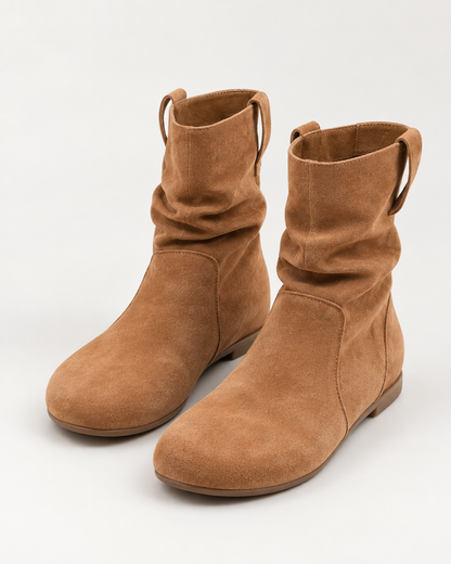 Women's Casual Slouch Ankle Boots with Round Toe, Flat Sole and Pull-On Design alternate view