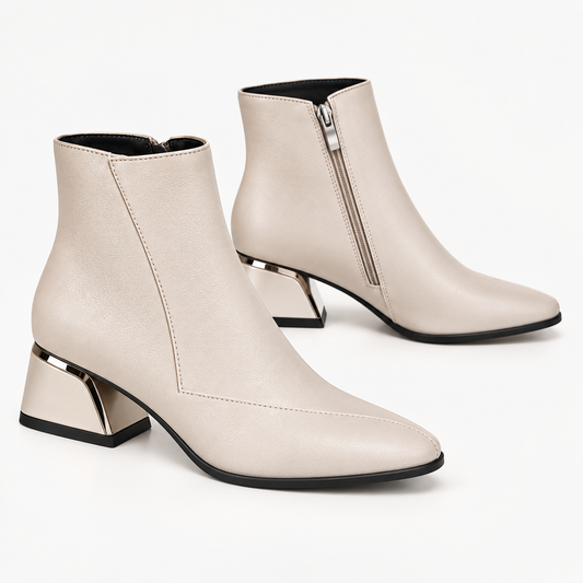 Women's Ankle Boots with Chunky Block Heel and Minimalist Short Shaft product image