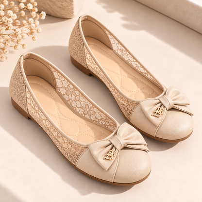 Women's Mesh Ballet Flats with Bow Detail and Round Toe alternate view