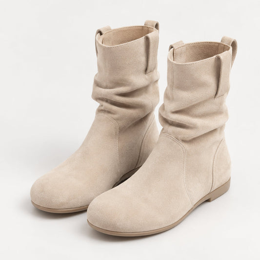 Women's Casual Slouch Ankle Boots with Round Toe, Flat Sole and Pull-On Design - Google Shopping product image