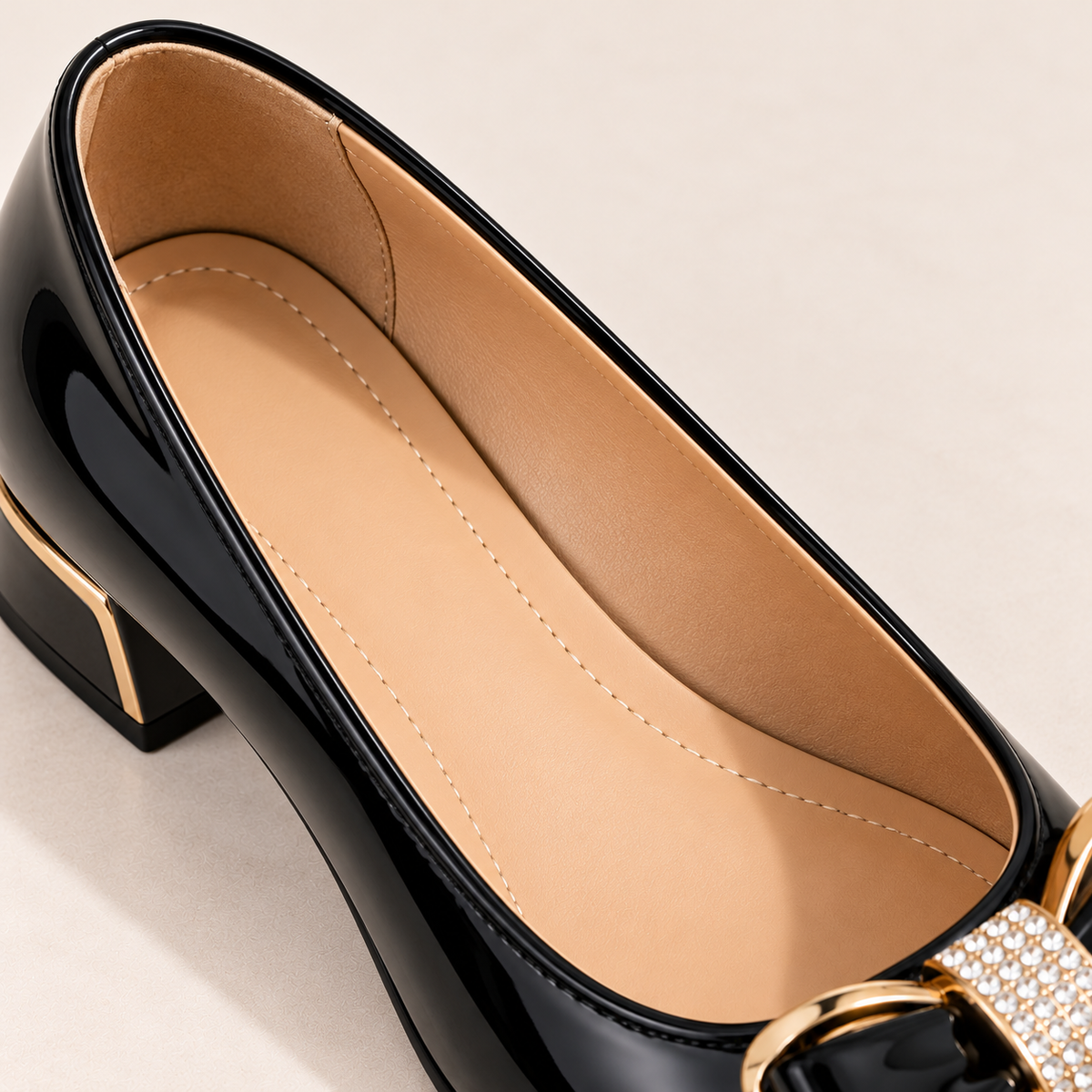 Women's Patent Leather Low Heel Pumps with Bow Detail alternate view