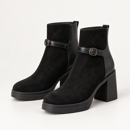 Women's Ankle Boots with Buckle Strap, Chunky Heel and Thick Sole alternate view