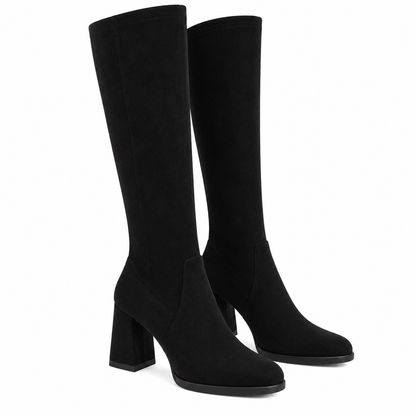 Women's Knee-High Block Heel Boots with Almond Toe and Tall Stretch Shaft alternate view