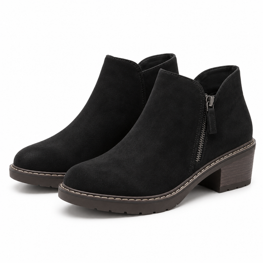 Women's Side-Zip Ankle Boots with Chunky Block Heel and Contrast Stitching product image