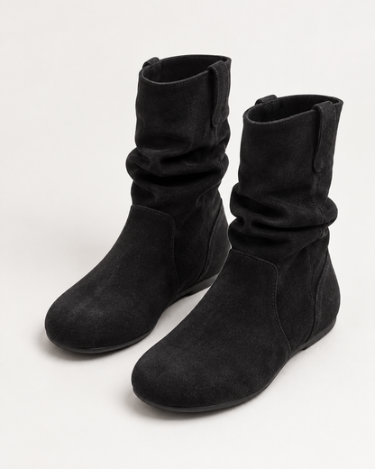 Women's Casual Slouch Ankle Boots with Round Toe, Flat Sole and Pull-On Design alternate view