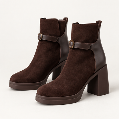 Women's Ankle Boots with Buckle Strap, Chunky Heel and Thick Sole product image