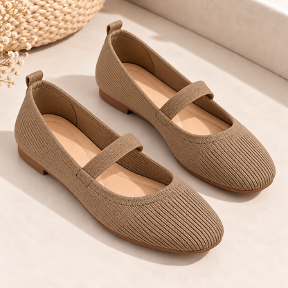 Women's Knit Mary Jane Ballet Flats with Instep Strap and Round Toe alternate view