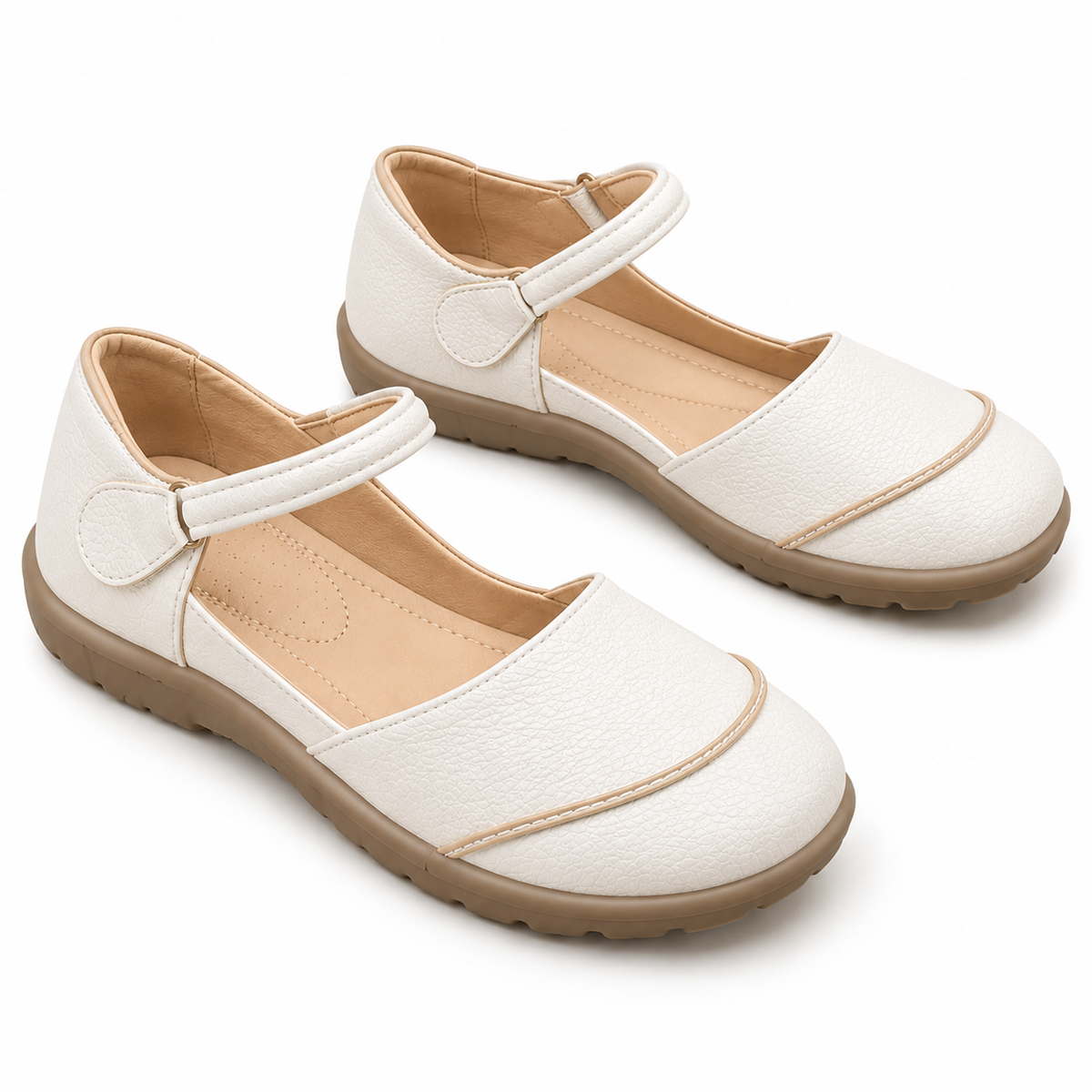 Women's Mary Jane Flats with Round Toe, Instep Strap and Textured Upper alternate view