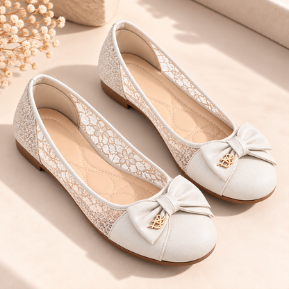 Women's Mesh Ballet Flats with Bow Detail and Round Toe alternate view