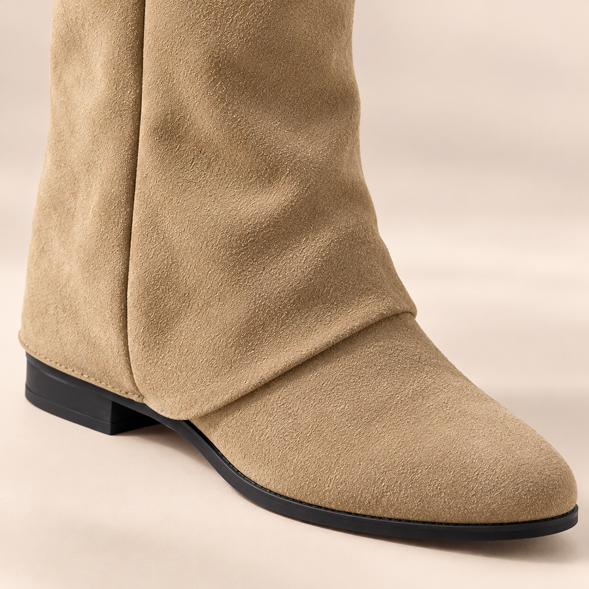 Women's Knee-High Boots with Buckle Detail, Pointed Toe and Low Block Heel alternate view