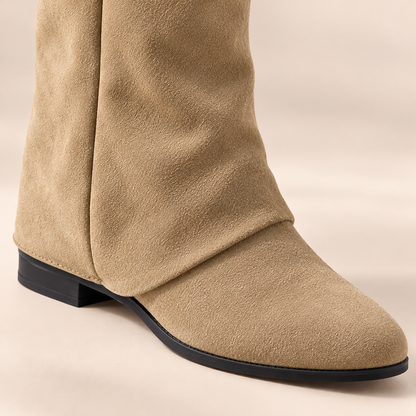Women's Knee-High Boots with Buckle Detail, Pointed Toe and Low Block Heel alternate view