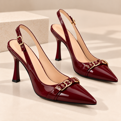 Women's Pointed Toe Slingback Pumps with Buckle Detail and Stiletto Heel alternate view