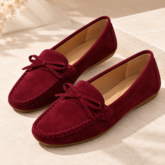 Women's Suede Bow Loafers with Round Toe and Anti-Slip Casual Flat Sole product image