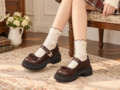 Women's Platform Mary Jane Shoes with Bow Detail, Buckle Strap and Round Toe alternate view