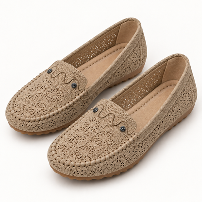 Women's Slip-On Loafers with Floral Cutout Design and Lightweight Flat Sole product image