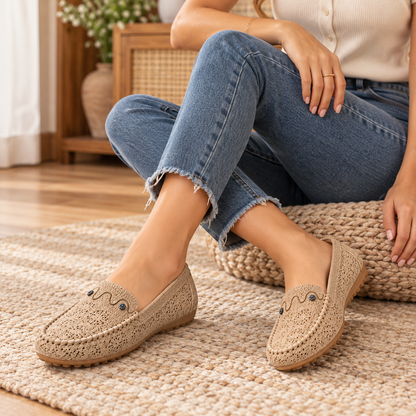 Women's Slip-On Loafers with Floral Cutout Design and Lightweight Flat Sole alternate view