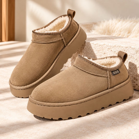 Women's Winter Slip-On Shoes with Plush Lining, Round Toe and Thick Platform Sole product image